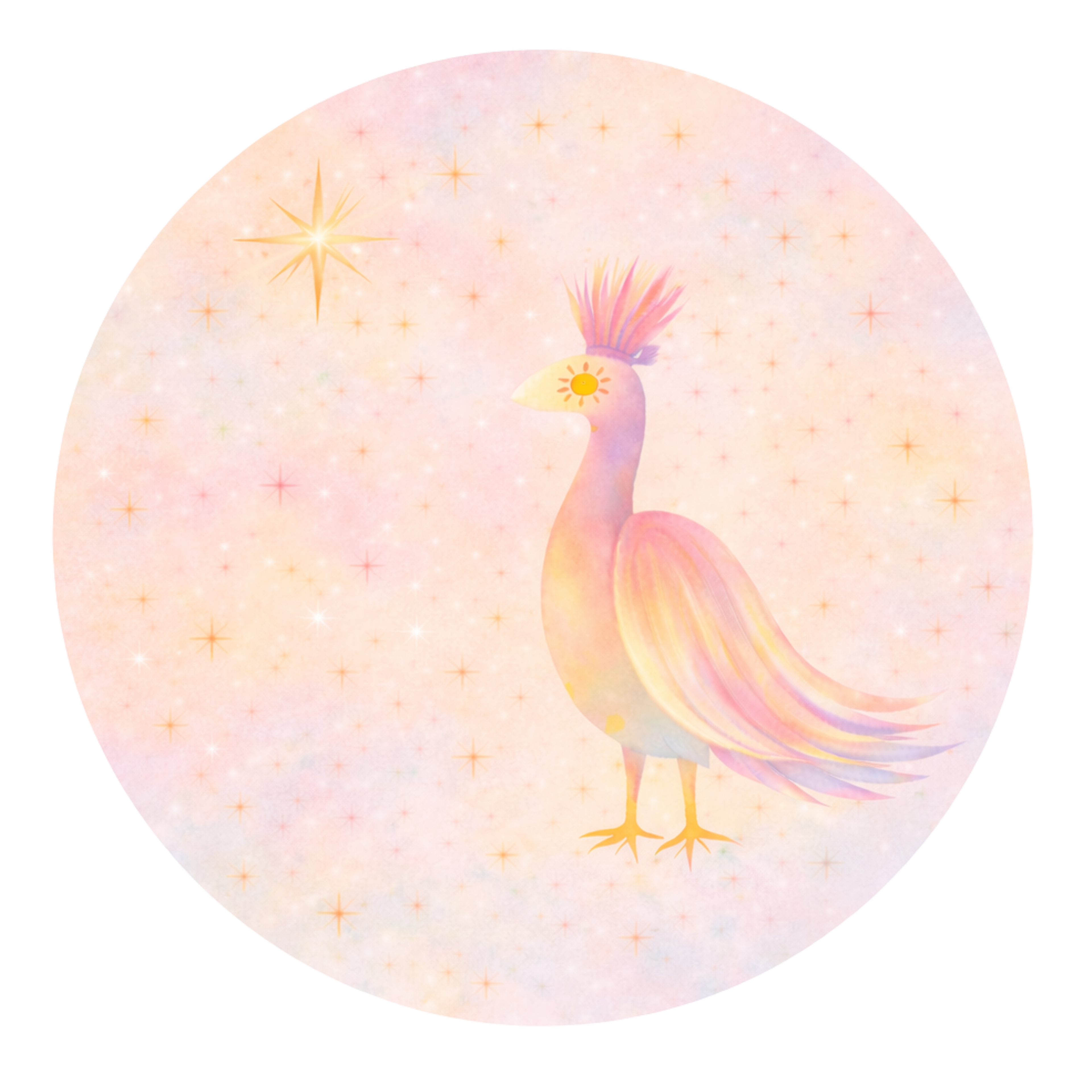 Round Wall Sticker Pink Bird
