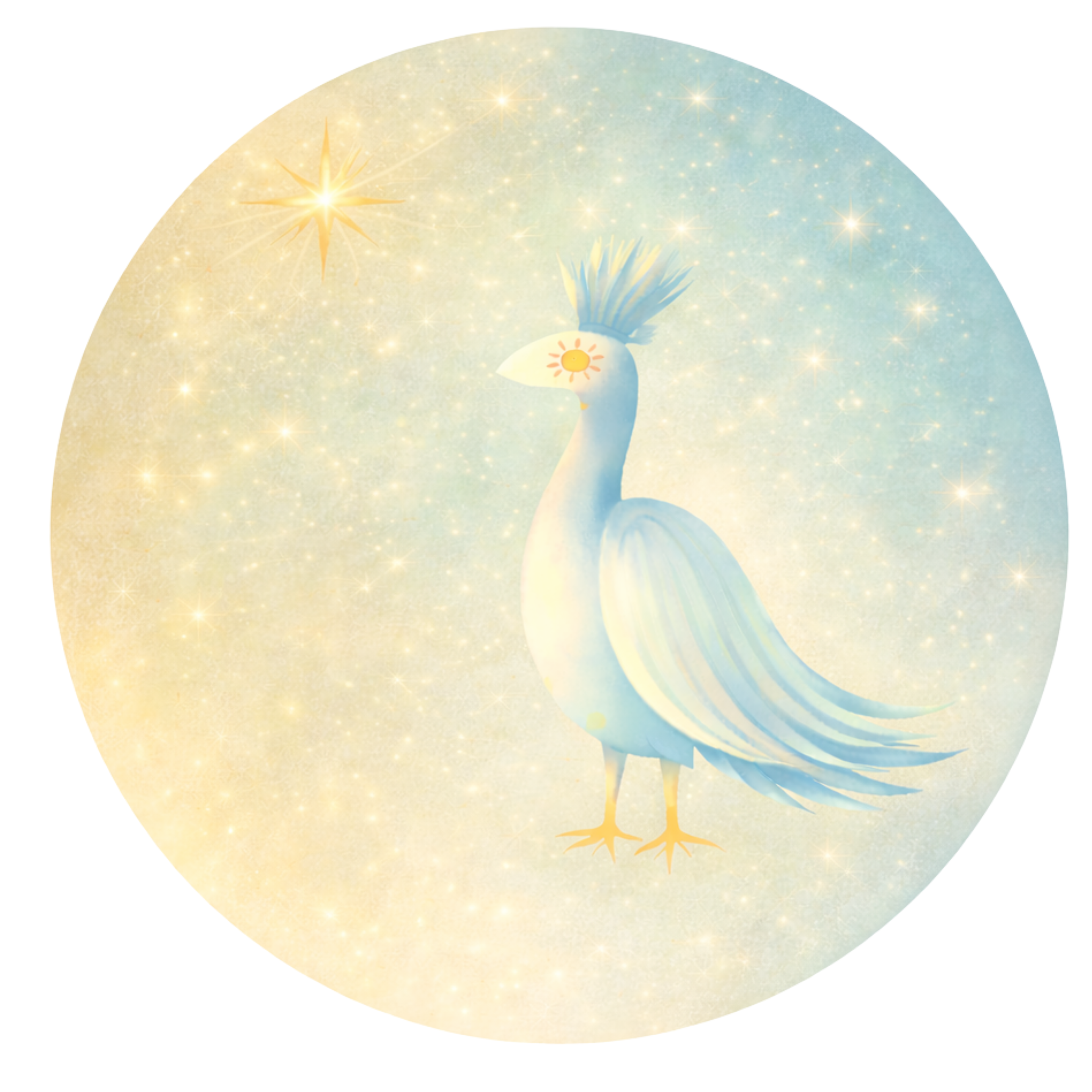 Round Wall Sticker Green Bird with Stars