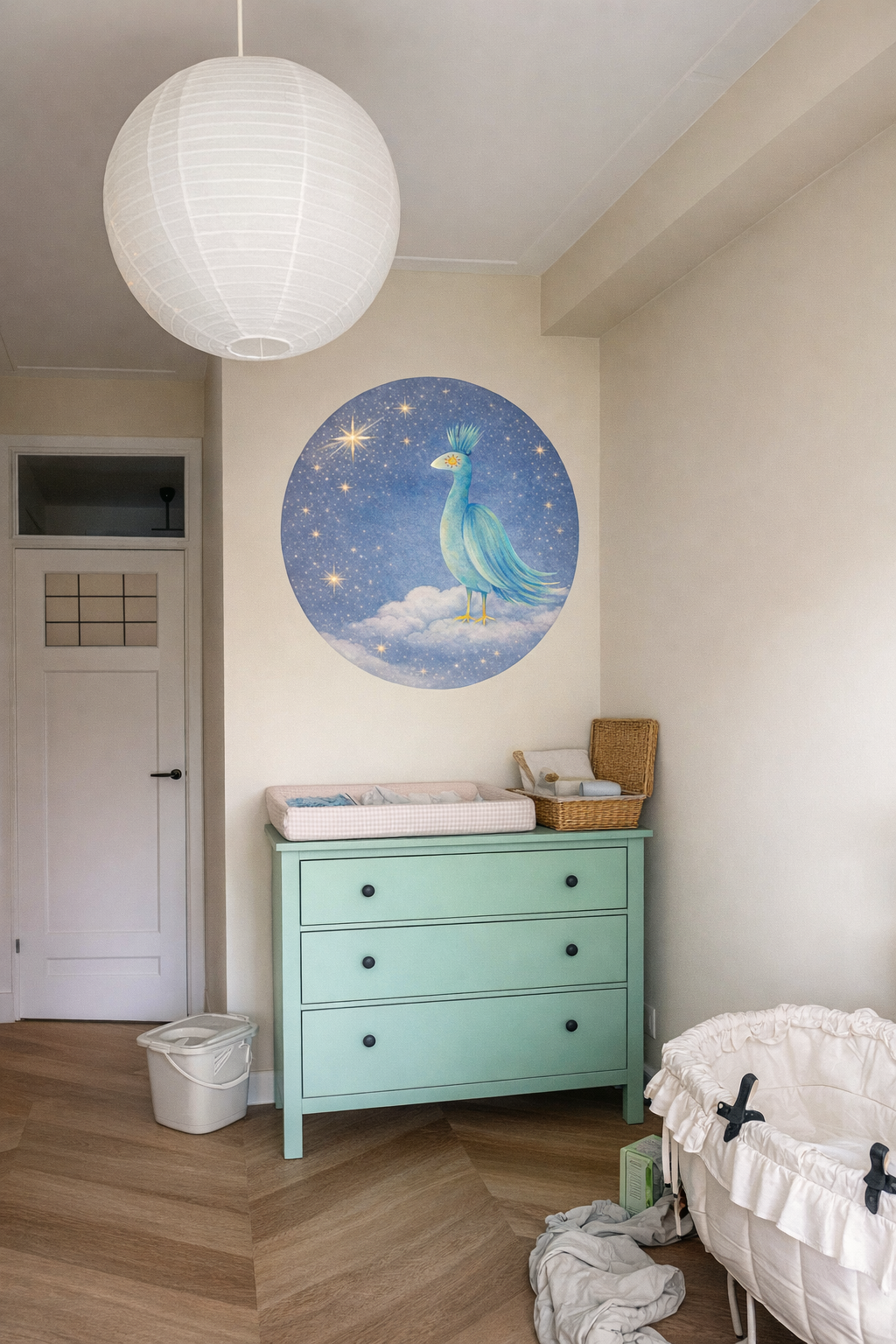 Round Wall Sticker Bird Blue
