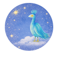 Round Wall Sticker Bird Blue