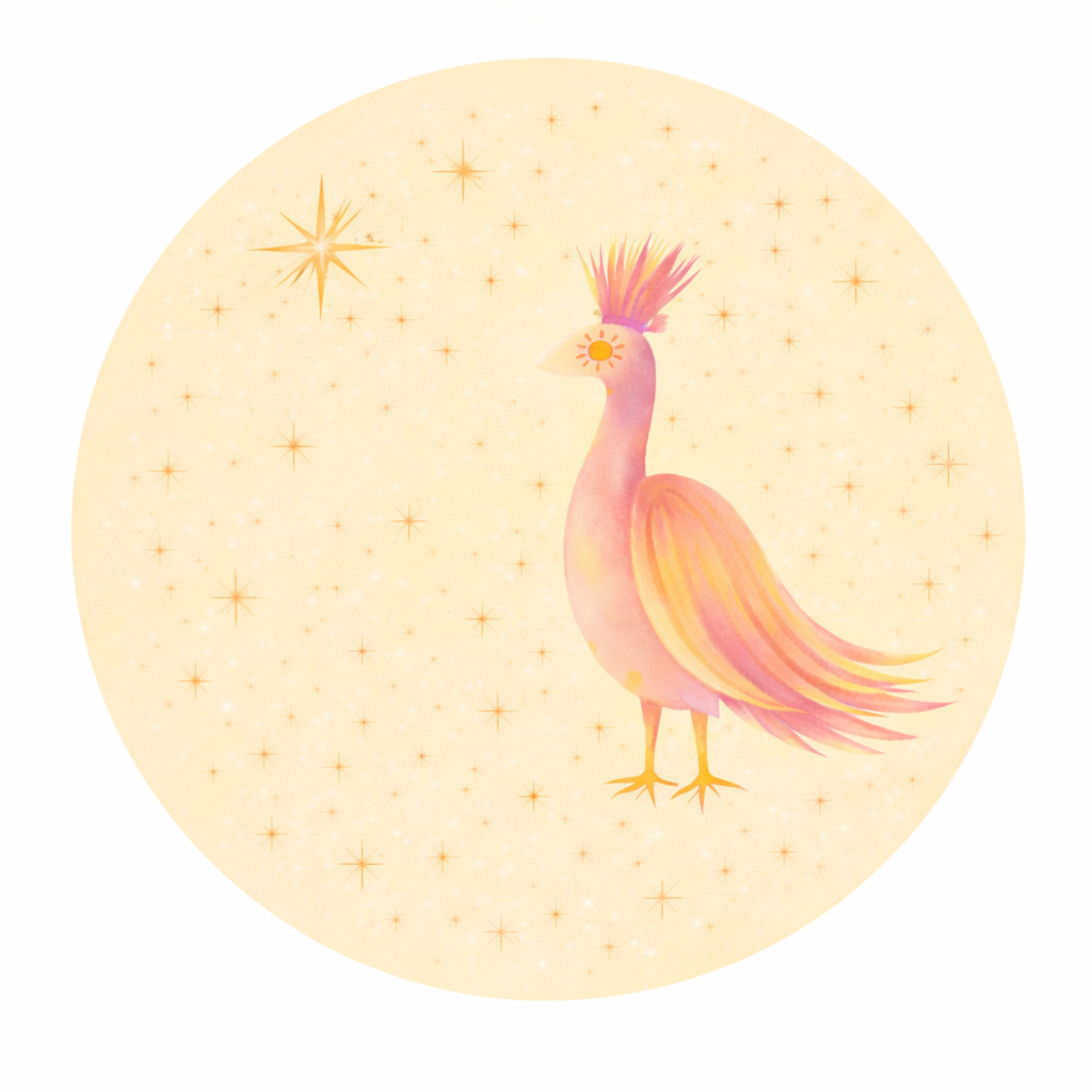 Round Wall Sticker Yellow Bird with Stars